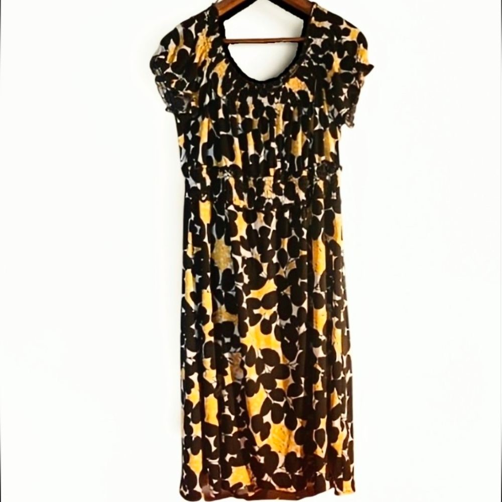 :16: Plus, Jessica Summer Dress Black White & Yellow Pattern.